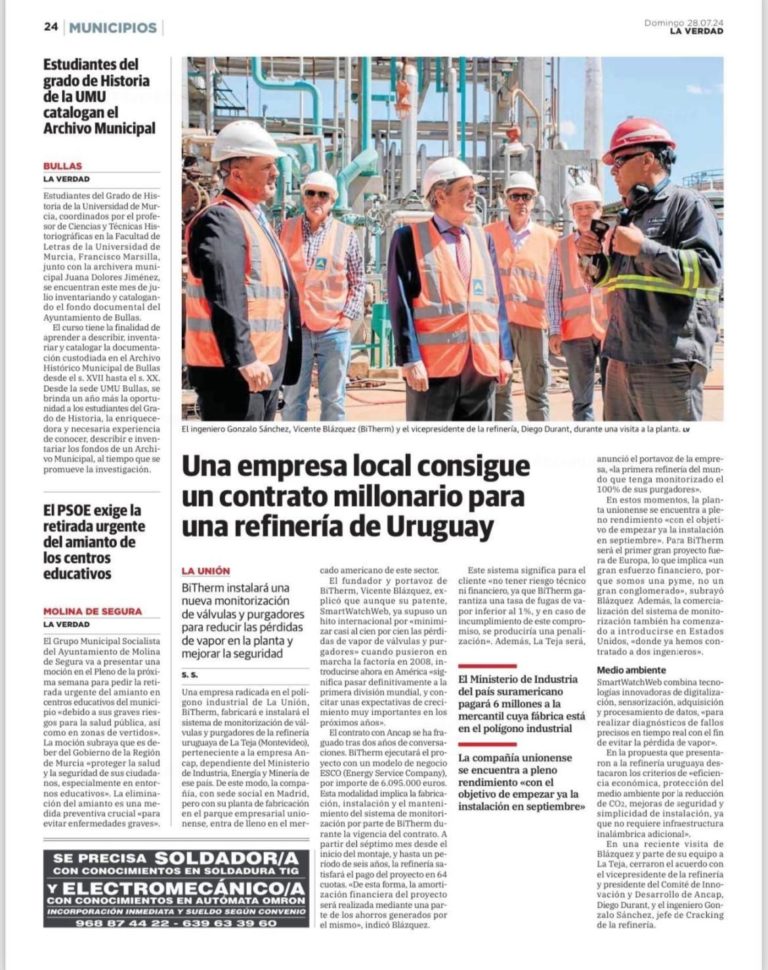 Press coverage of BiTherm project in Uruguay