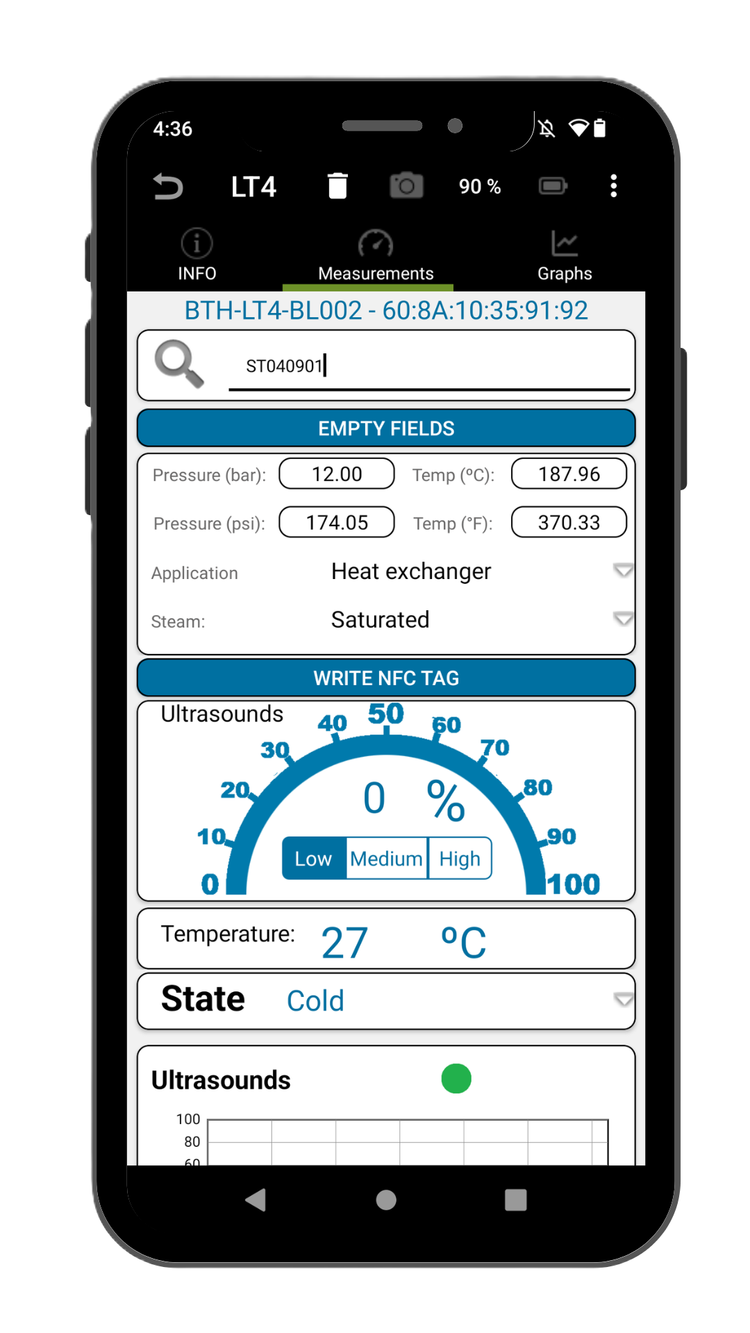 Dati di ispezione in SmartWatchWeb Mobile per LT4